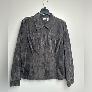 Xhilaration M Women's Gray Button Front Jacket Blazer Suede Like